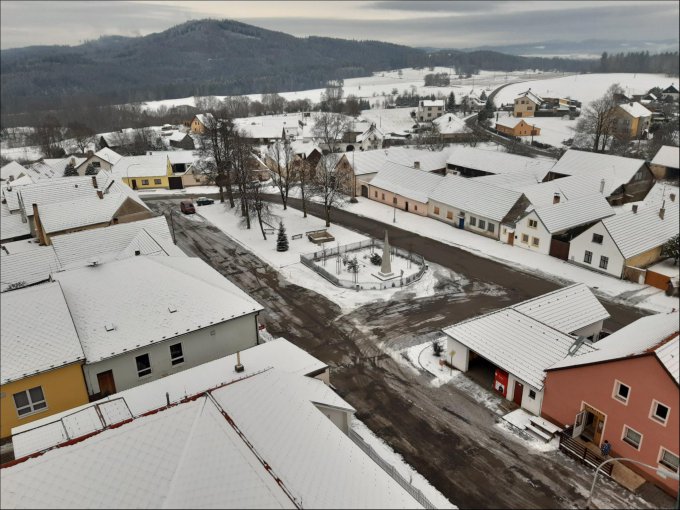 Obec Soběnov z výšky zima 2/2021