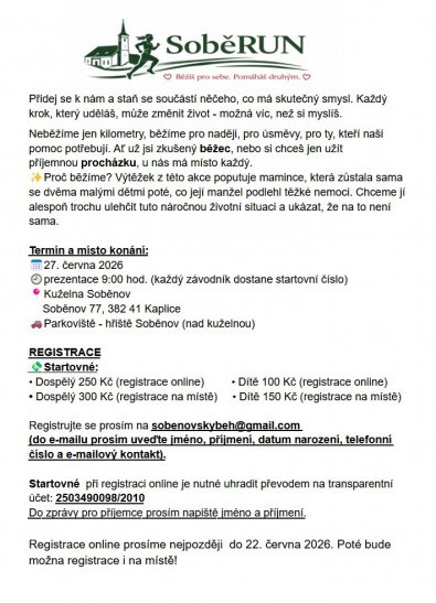 Dobročinný běh SoběRUN 2026